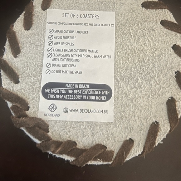 New Cowhide Patchwork Coasters Set and 3 placemats earth tones - Picture 7 of 9